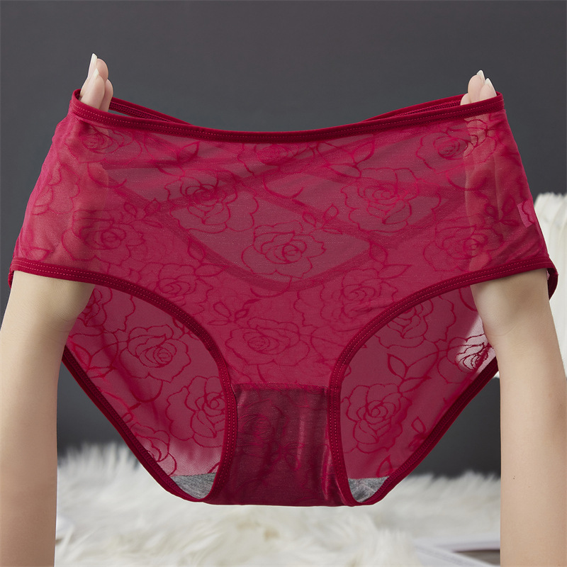 Sexy mesh underwear for women, breathable and comfortable, with fine straps, cross-cut, high-elasticity and high-waisted, large-sized Ankara red underwear for women pic 9