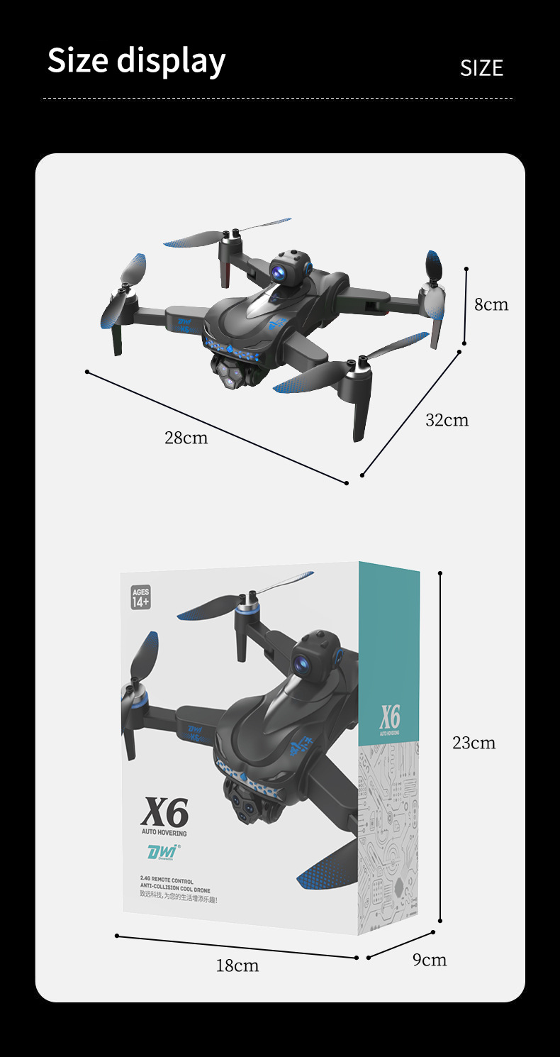 The cross-border X6 drone is equipped with a screen, brushless obstacle avoidance remote control aircraft, and a one-click airdrop aerial photography quadcopter pic 17
