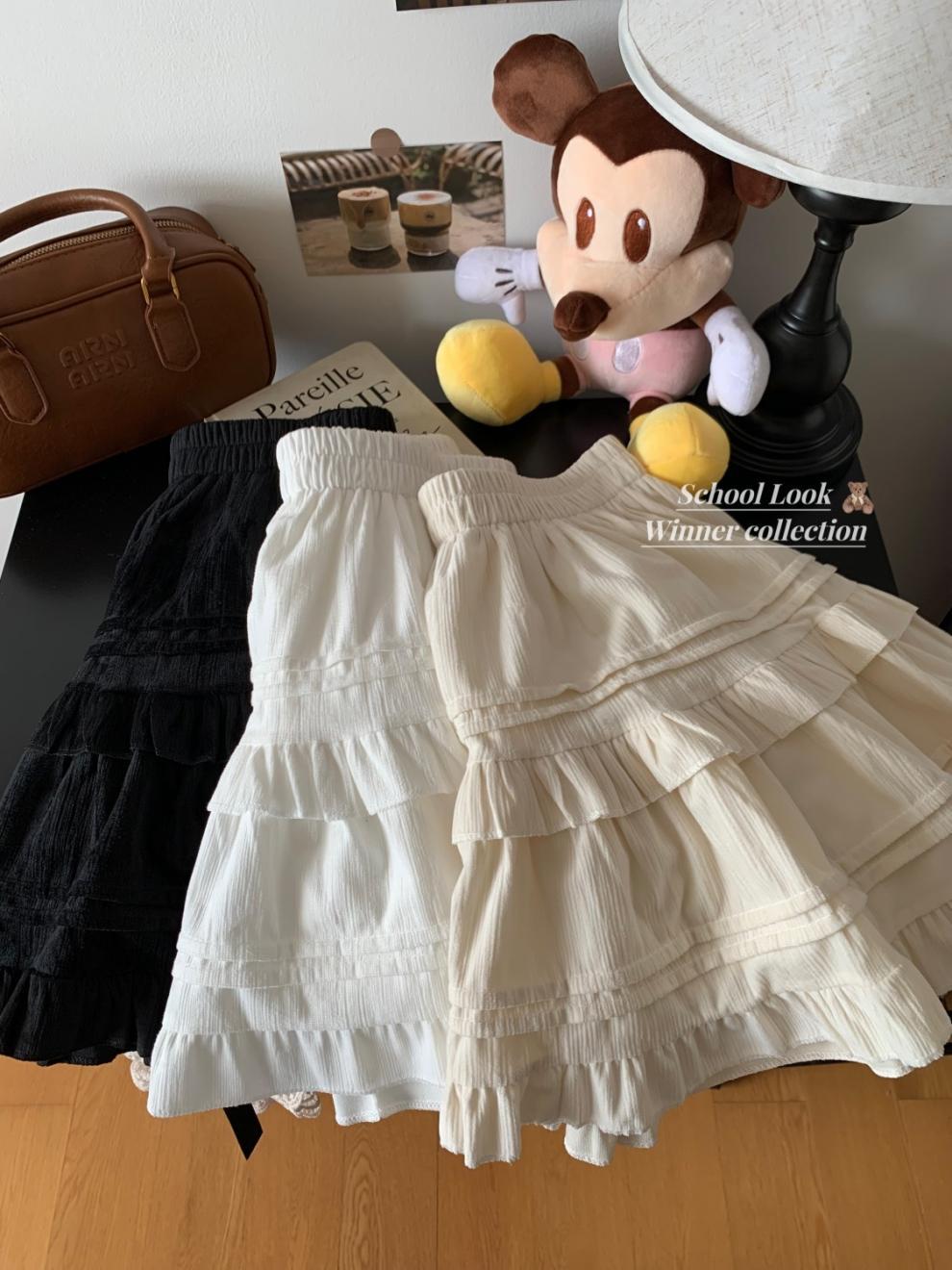 白色芭蕾风蛋糕半身裙女秋冬高腰显瘦松紧腰A字裙蓬蓬百搭短裙子详情9