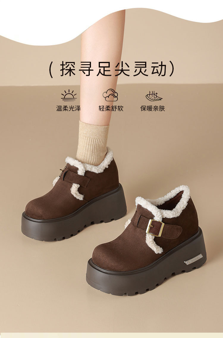 厚底勃肯鞋女2025冬新款英伦风小皮鞋加绒雪地靴10cm内增高乐福鞋详情8