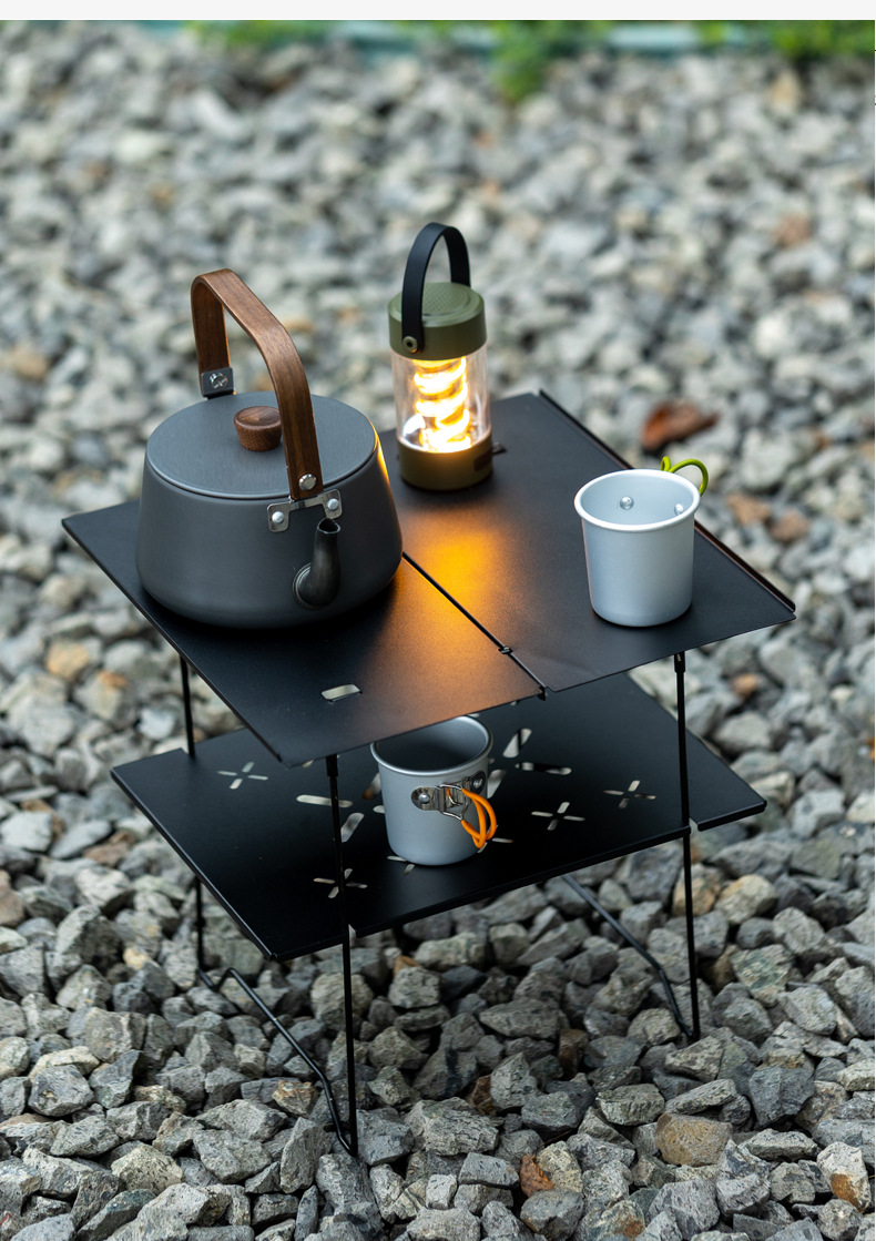 Outdoor aluminum alloy wooden handle teapot, camping kettle, boiling water teapot, camping picnic kettle, portable coffee kettle pic 8