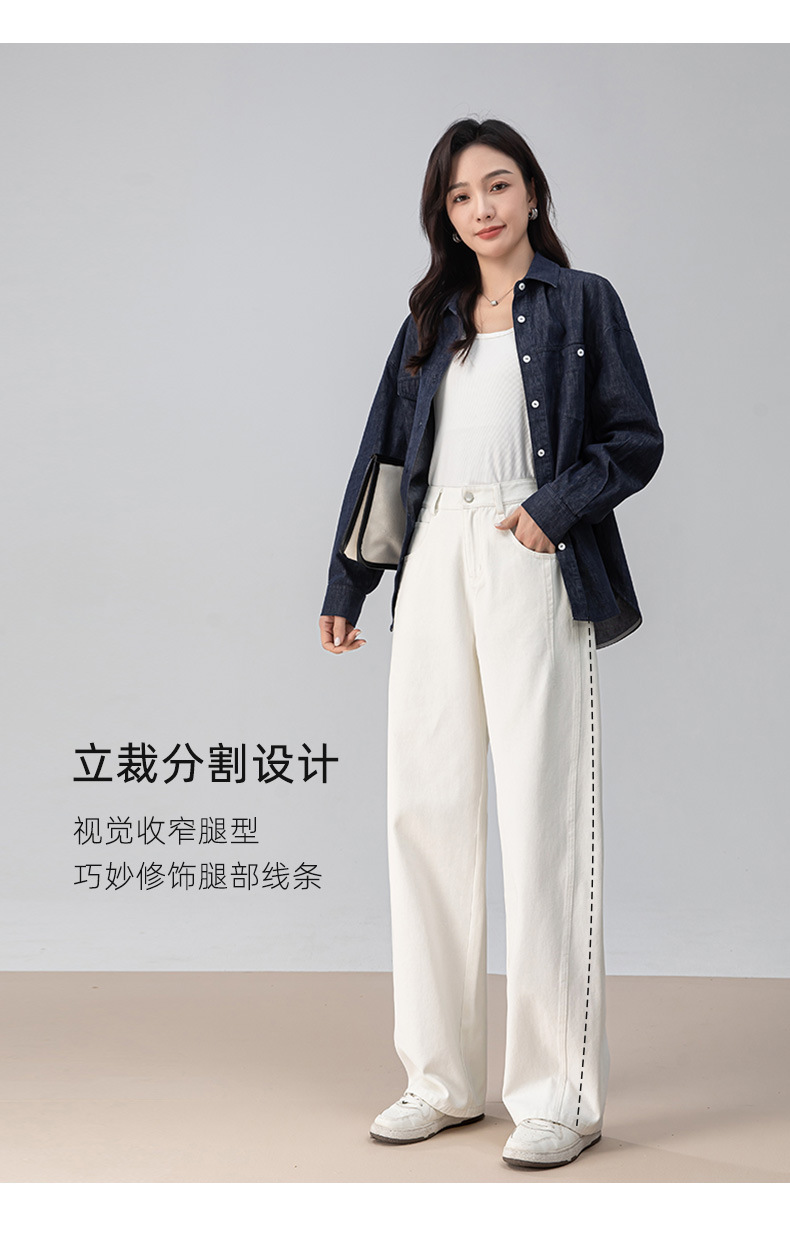 鑫阁高腰窄版阔腿牛仔裤女秋季新款显瘦直筒宽松垂感休闲拖地裤子详情12