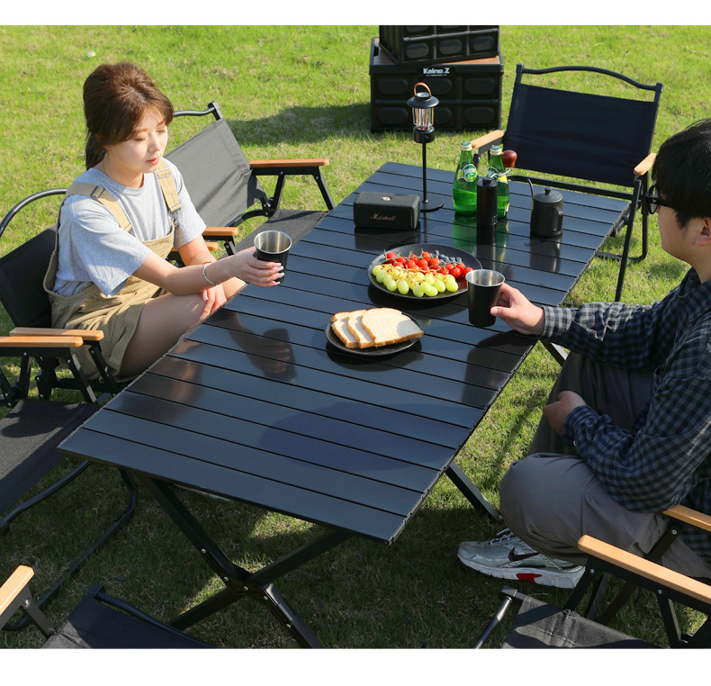 克米特户外蛋卷折叠桌厂家碳钢金属休闲露营便携桌椅批发现货详情17