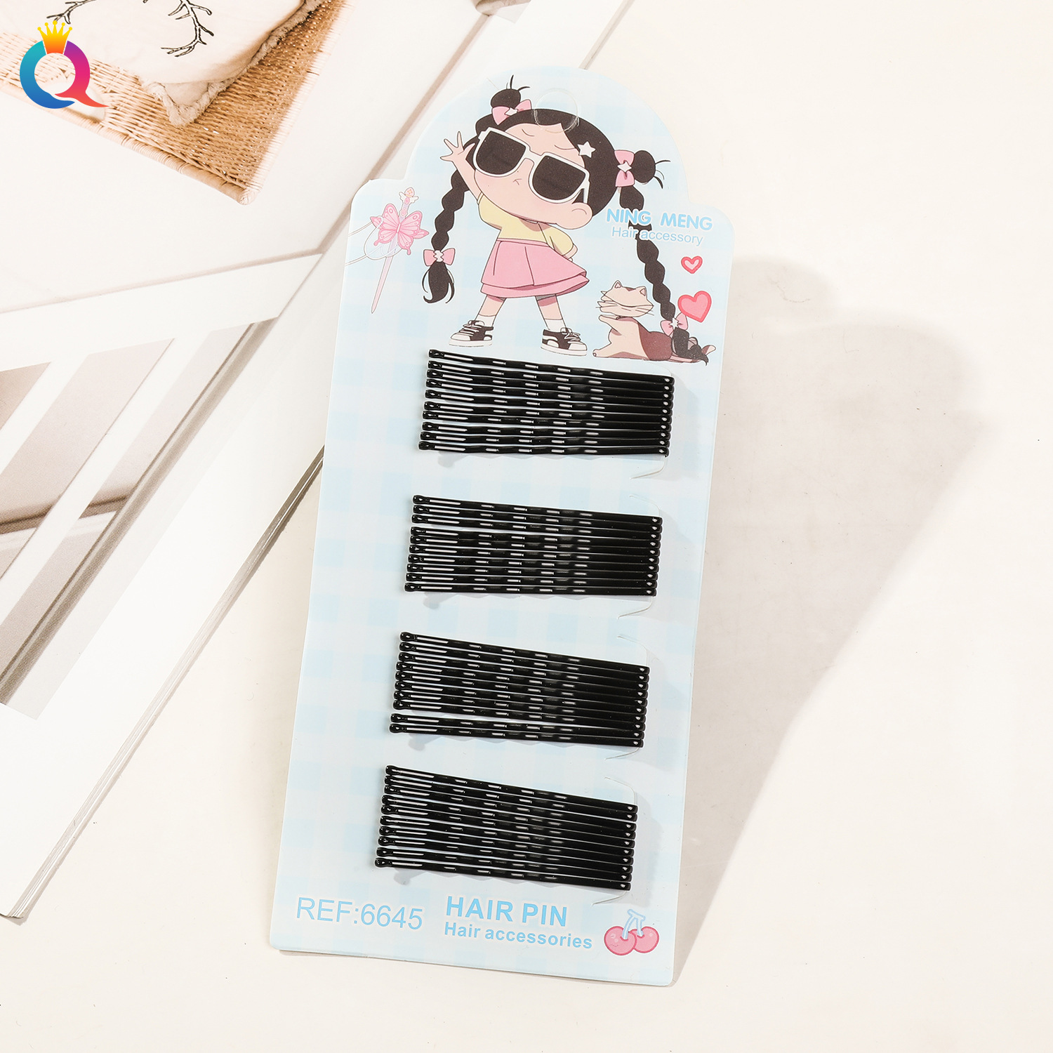 Wholesale of Qiyue Classic black straight clips, durable lacquered hair clips, braided hair clips, broken hair bangs clips and side clips pic 95