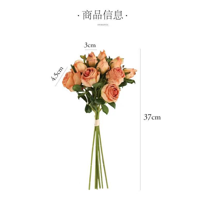 把束干花玫瑰做旧仿真花 仿干花束假花绢花客厅餐桌装饰摄影道具详情6