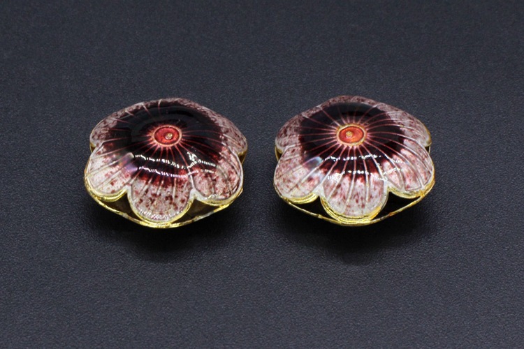 Traditional high-temperature enamel mechanism silver-blue ancient-style jewelry accessory, back cloud partition bead cloisonne 19mm large six-petal flower pic 11