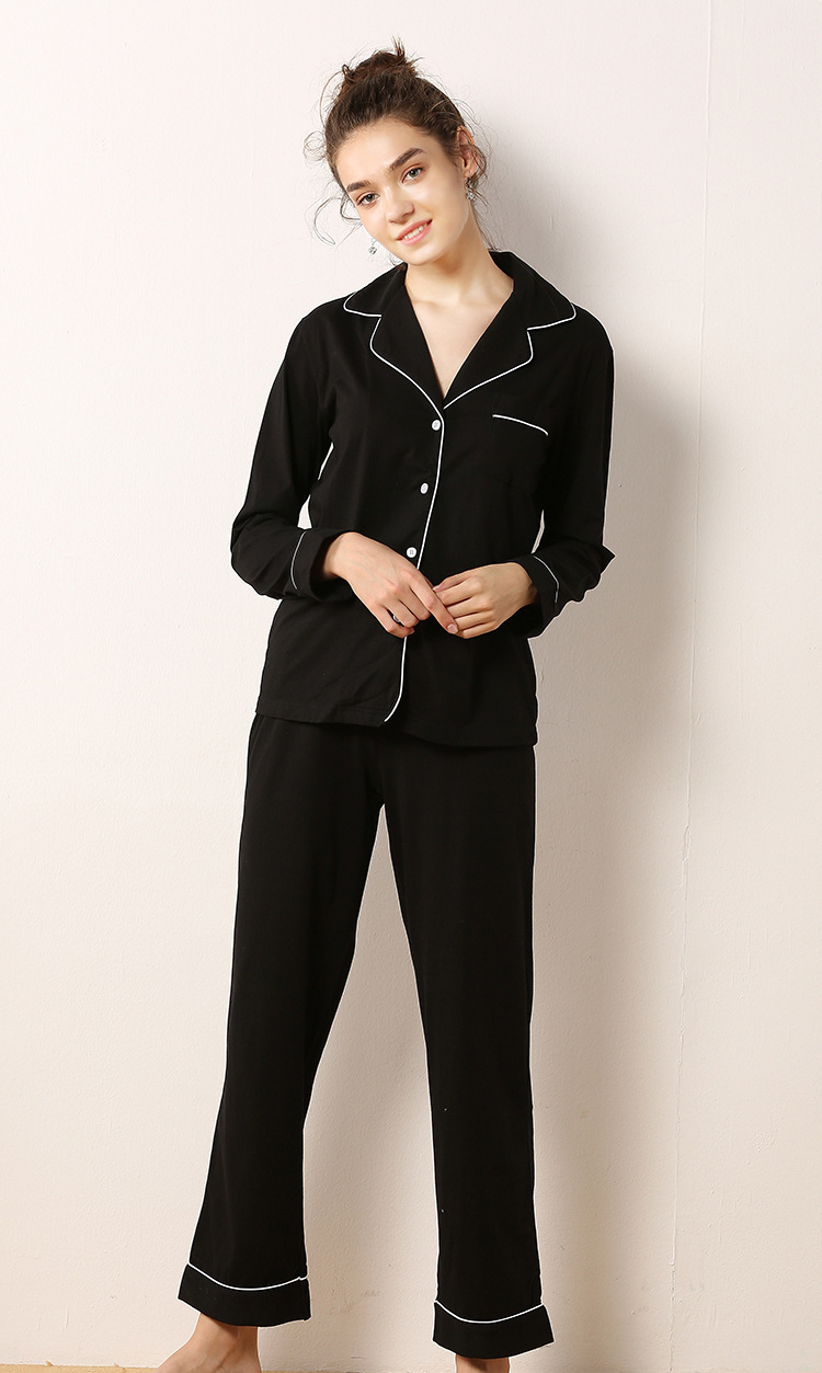 T开衫加大秋新款针织棉家居服套装女长袖舒适睡衣欧美衬衫式睡衣详情3