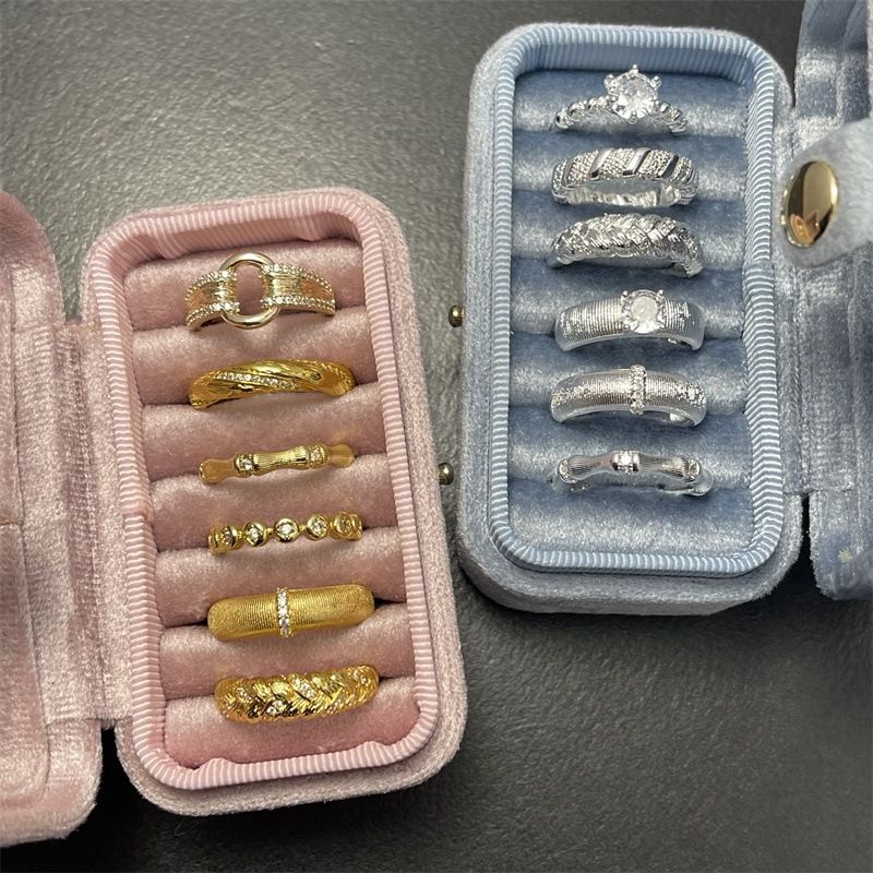 vintage中古风925纯银拉丝锆石戒指女小众高级感不掉色可调节戒指详情7