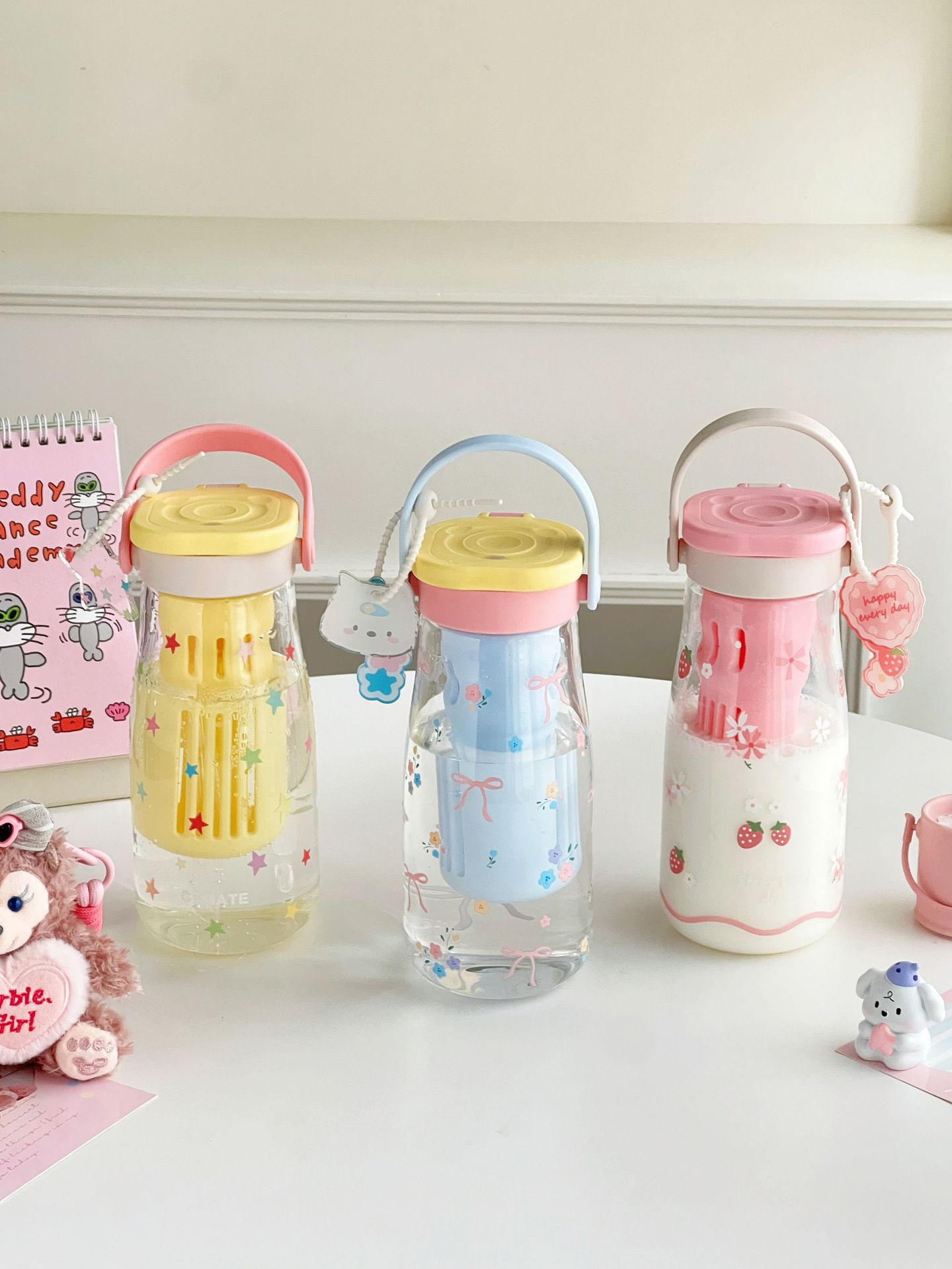 简约冷萃花茶杯水杯女生便携茶水分离杯吸管玻璃杯高颜值泡茶杯详情2