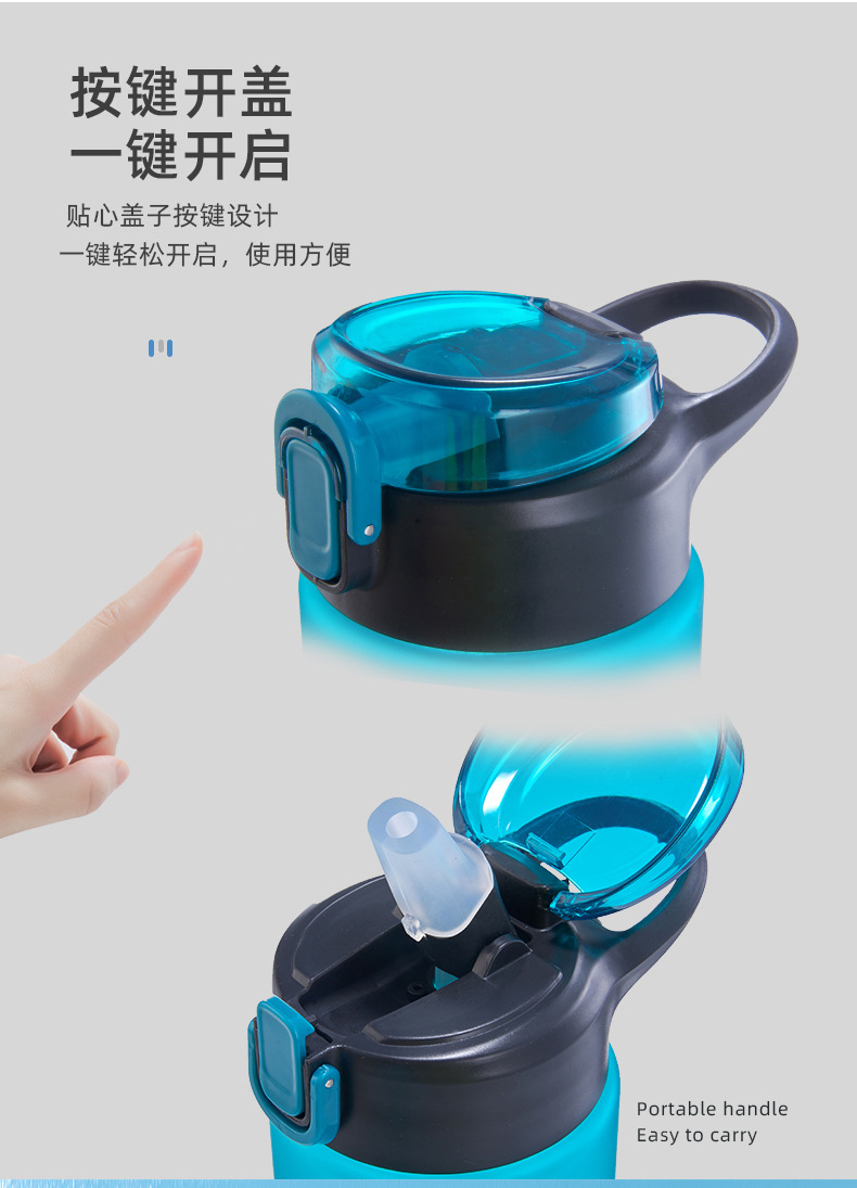 工厂定制跨境便携塑料水杯户外运动直饮大容量水壶弹盖防烫太空杯详情5
