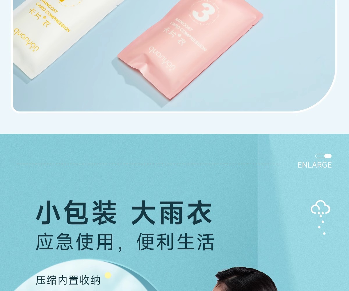 一次性雨衣便携加厚款卡片包装成人儿童学生雨披景区旅游长款连体详情4