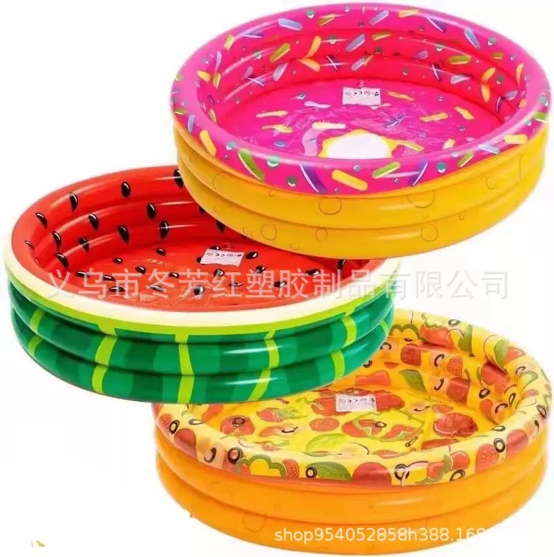 厂家直供圆形水果甜甜圈充气水池儿童家用婴幼儿加厚游泳池运动户外涉水用品水上充气床浮排详情1