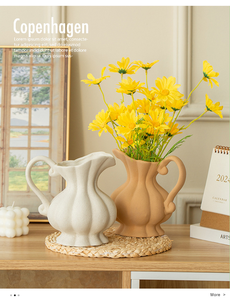 2026 new style white ceramic vase, three or two plastic empty wine bottles, ceramic glass vase, small wine bottles pic 5