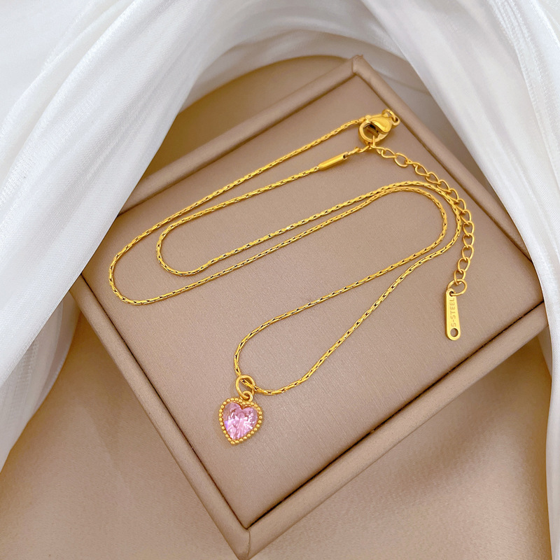 【通体钛钢】爱心不锈钢极简炉内真金项链女ins网红锁骨链配饰品详情14