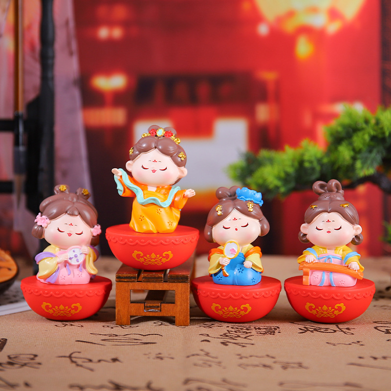 新款古风潮玩梦回大唐不倒翁盲盒国潮娃娃桌面喜庆摆件装饰节庆批国潮详情39