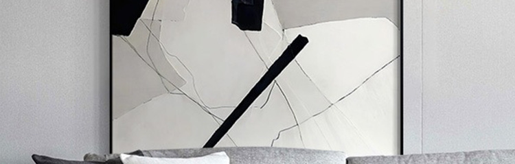 Minimalist black, white and grey living room decorative painting, high-end Italian abstract floor-length painting, entrance sofa background wall hanging painting pic 2