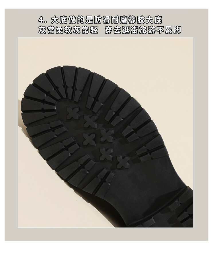 英伦复古系带厚底马丁靴秋冬季单靴精致手抓纹粗跟短靴女机车靴子详情13