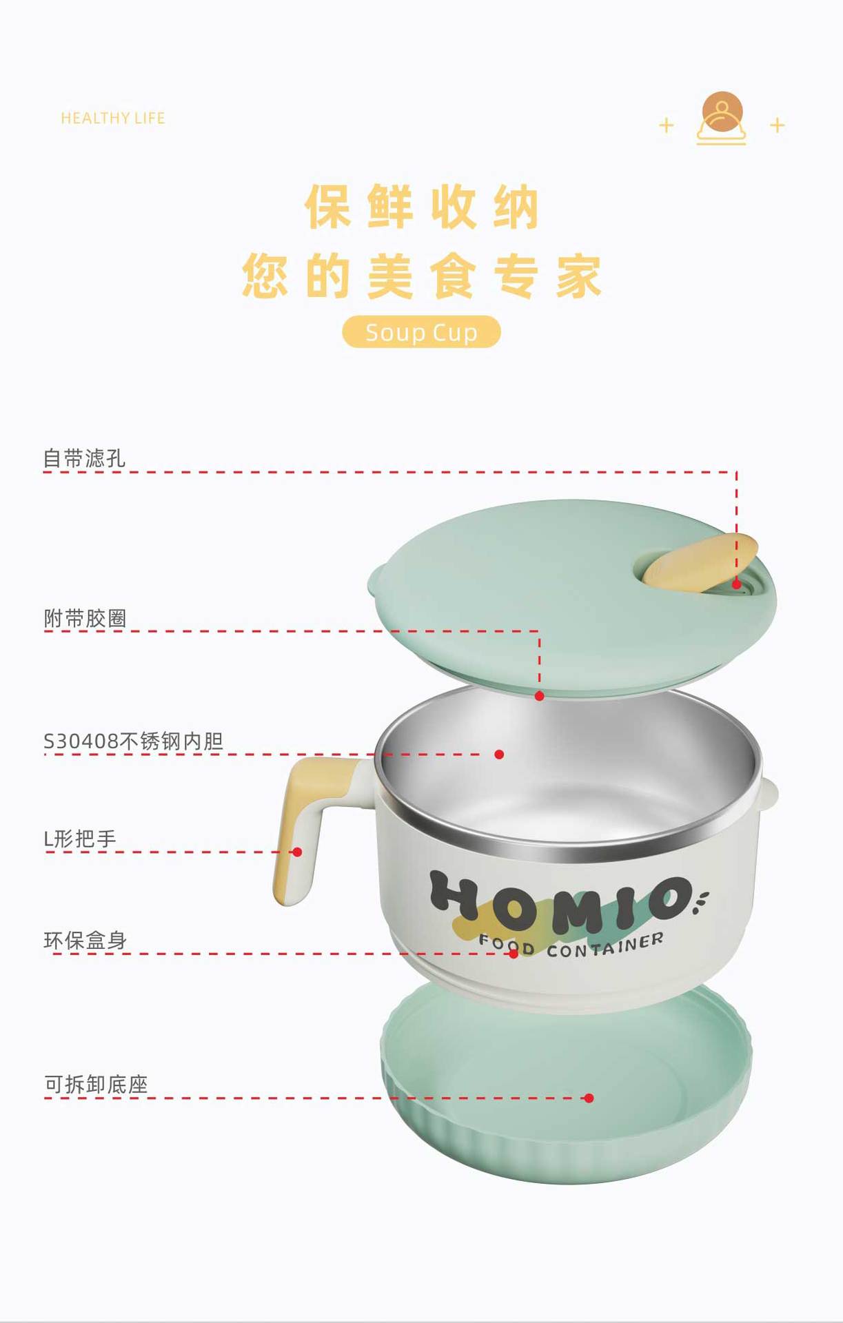 源头工厂迷你速食小圆锅带把手小火锅学生便捷泡面碗饭盒便当盒详情8