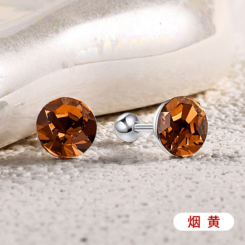 s925通体纯银爆闪施家华子耳钉彩色耳骨钉爆闪螺丝拧扣耳蜗钉耳饰详情11