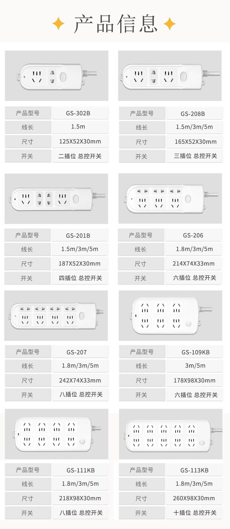 吉顺113K多孔插线板多功能插线板家用接线板电源拖线板延长线插排详情6