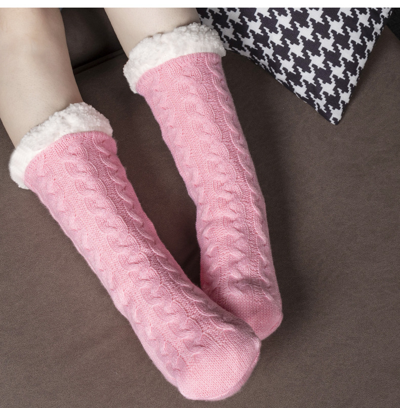 地板袜家居月子睡眠圣诞袜地毯袜秋冬季加绒加厚女士中筒袜子现货详情11