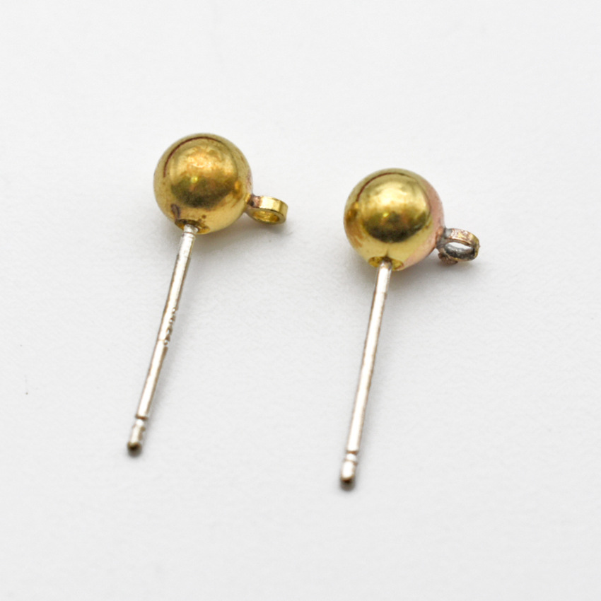 新品耳夹项链小配饰diy铜饰品配件批发 925仿银针铜珠豆豆耳针详情8