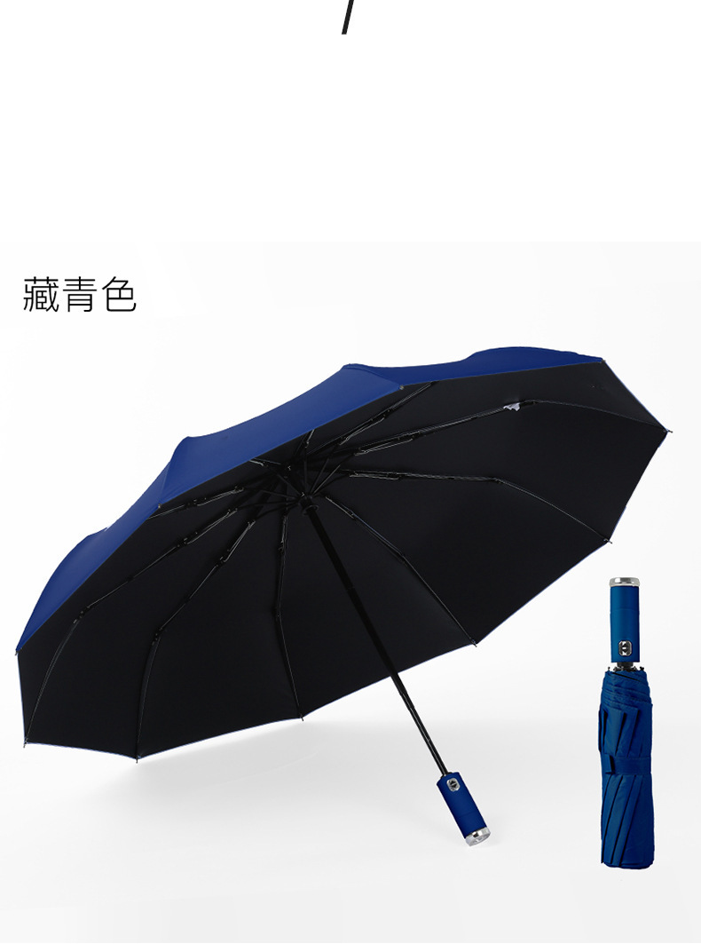 10-bone umbrella, fully automatic adjustable rotating LED flashlight umbrella, all-weather dual-purpose sunshade umbrella, wind-resistant folding umbrella pic 8