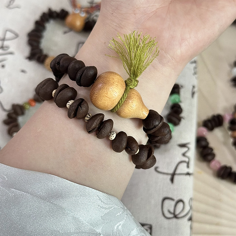 趣味咖啡豆猫爪串珠手链新中式设计感手作葫芦梅花手串百搭手链详情11