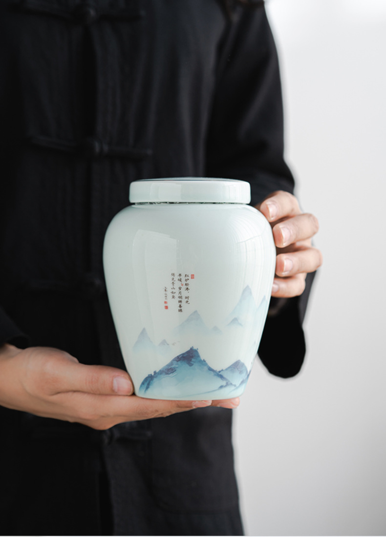 茶叶包装盒空布包陶瓷罐龙井瓜片藤茶扁茶存储罐通用批发定制logo详情5