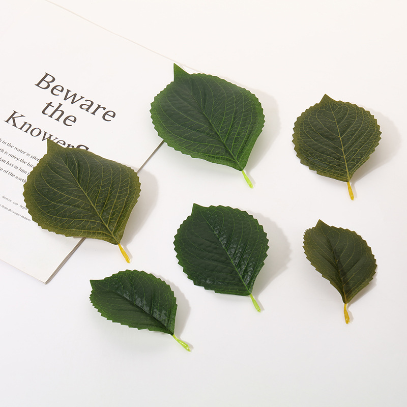 厂家直销仿真丝印绣球叶仿真绿植树叶批发橱窗摄影道具批发详情2