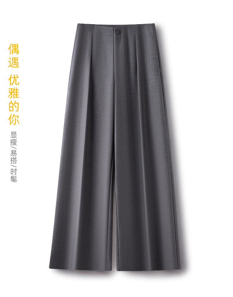 高级灰色阔腿裤女秋季2025新款高腰松弛感西装时尚宽松直筒休闲裤详情6