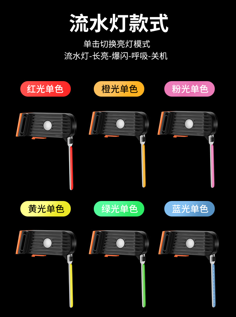 自行车尾灯流水usb充电山地车灯夜骑公路车骑行高亮创意装备配件详情7