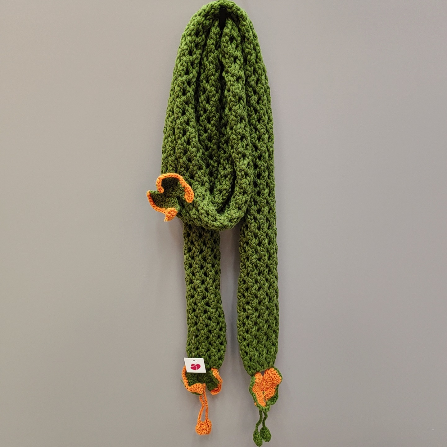 花恋~米白色蝴蝶花针织飘带长条镂空围巾辣妹秋冬新款时尚围脖详情5