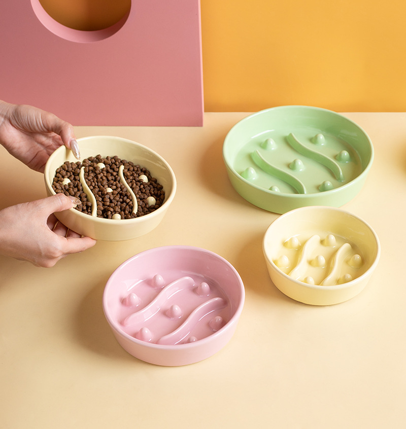 Ceramic slow food bowls, anti-choking slow food bowls, pet bowls, anti-tipping bowls, cat food bowls, cat bowls, dog bowls, cross-border pet supplies pic 4