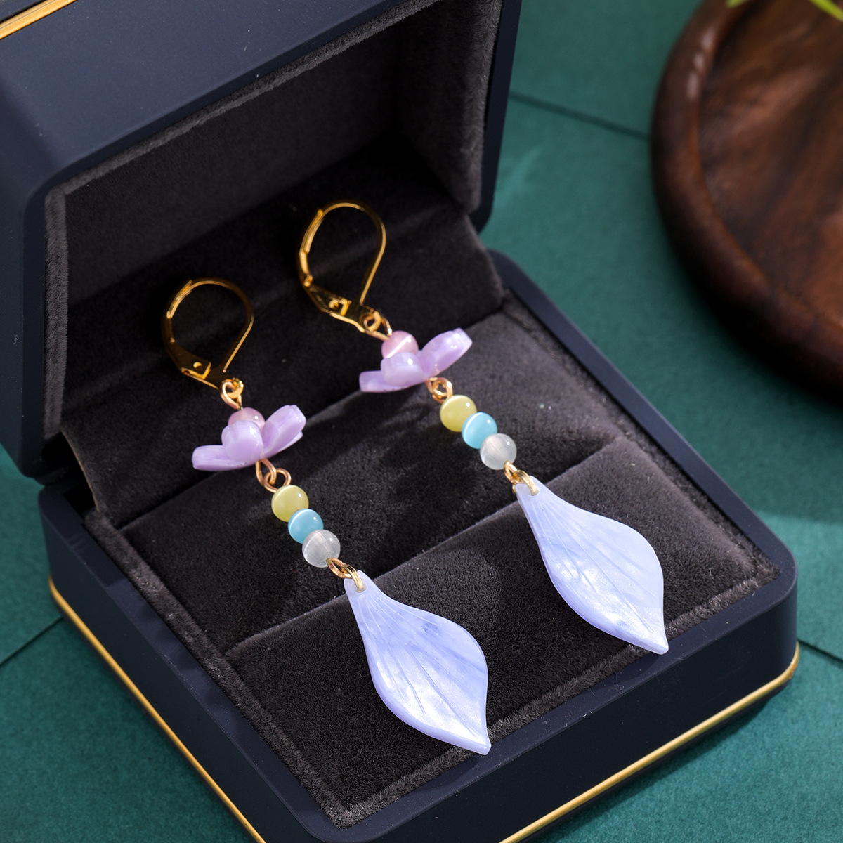 甜美粉色花瓣流苏耳坠女独特气质春夏甜美耳环少女感超仙时尚耳坠详情4