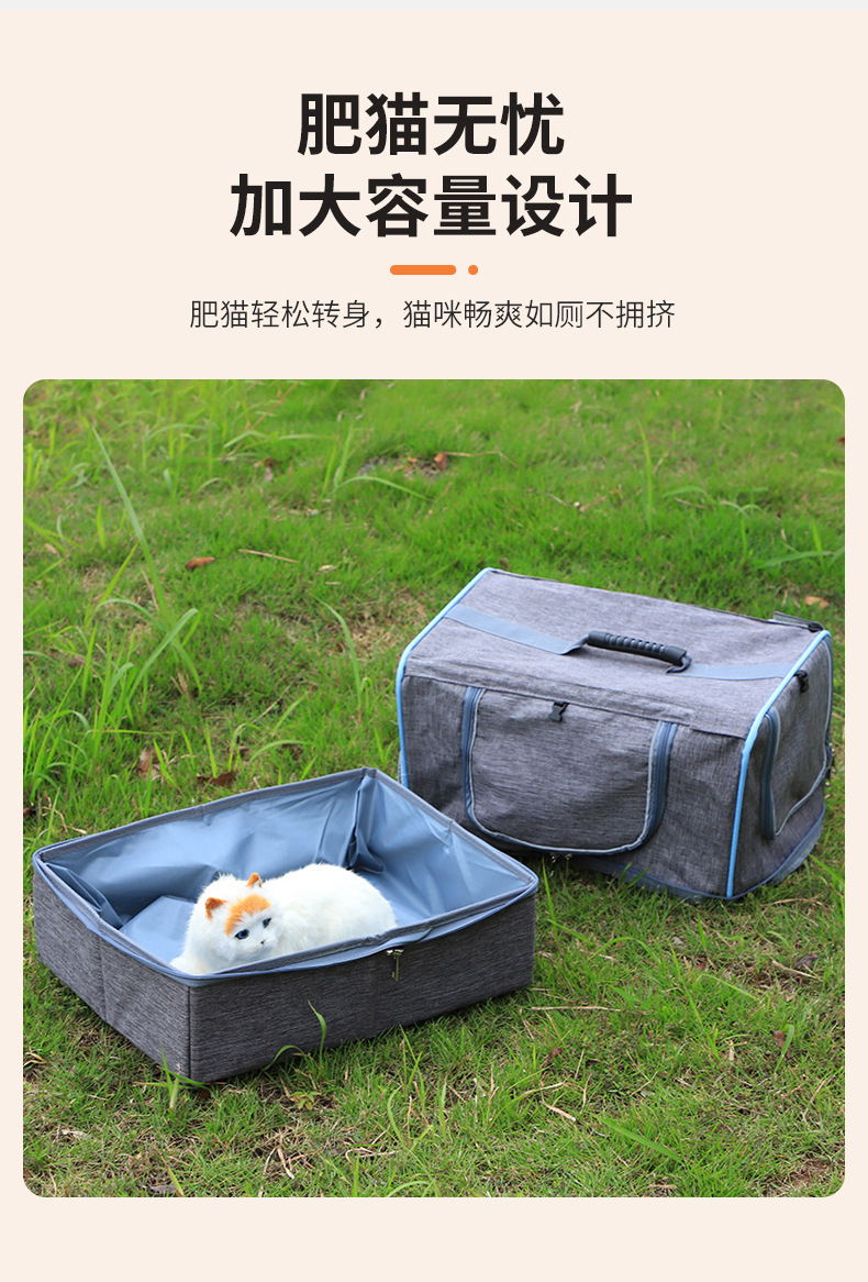 Rongka Pet Cross-border Oxford Cloth Cat Litter Box Bag: Simple, individual, foldable, waterproof travel cat bag, portable cat bag for going out pic 6