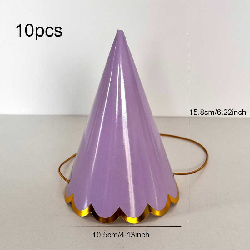 生日派对马卡龙烫金花边纸帽聚会装饰用品尖角帽儿童装饰生日帽子详情23