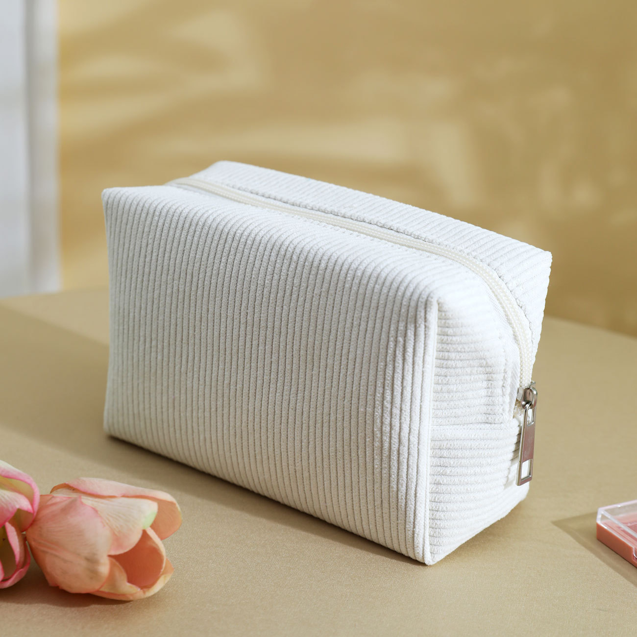 跨境灯芯绒女士八角化妆包便携化妆刷收纳袋小香风美妆包小号手拿详情7