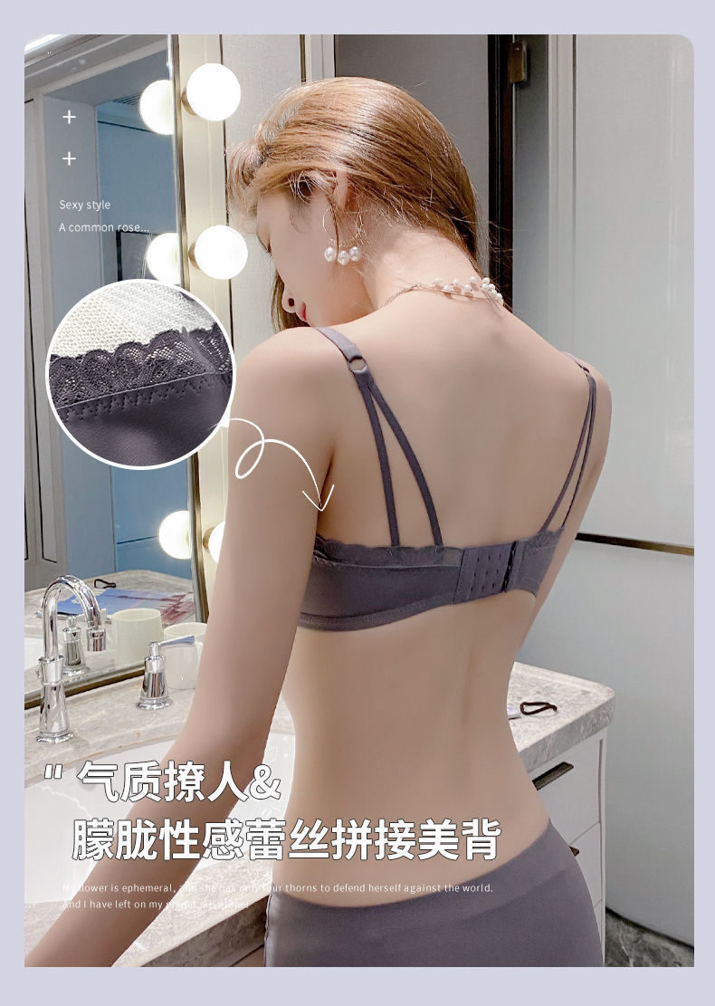 日本镂空轻木棉小胸聚拢显大薄款内衣少女无钢圈无痕调整型文胸罩详情13