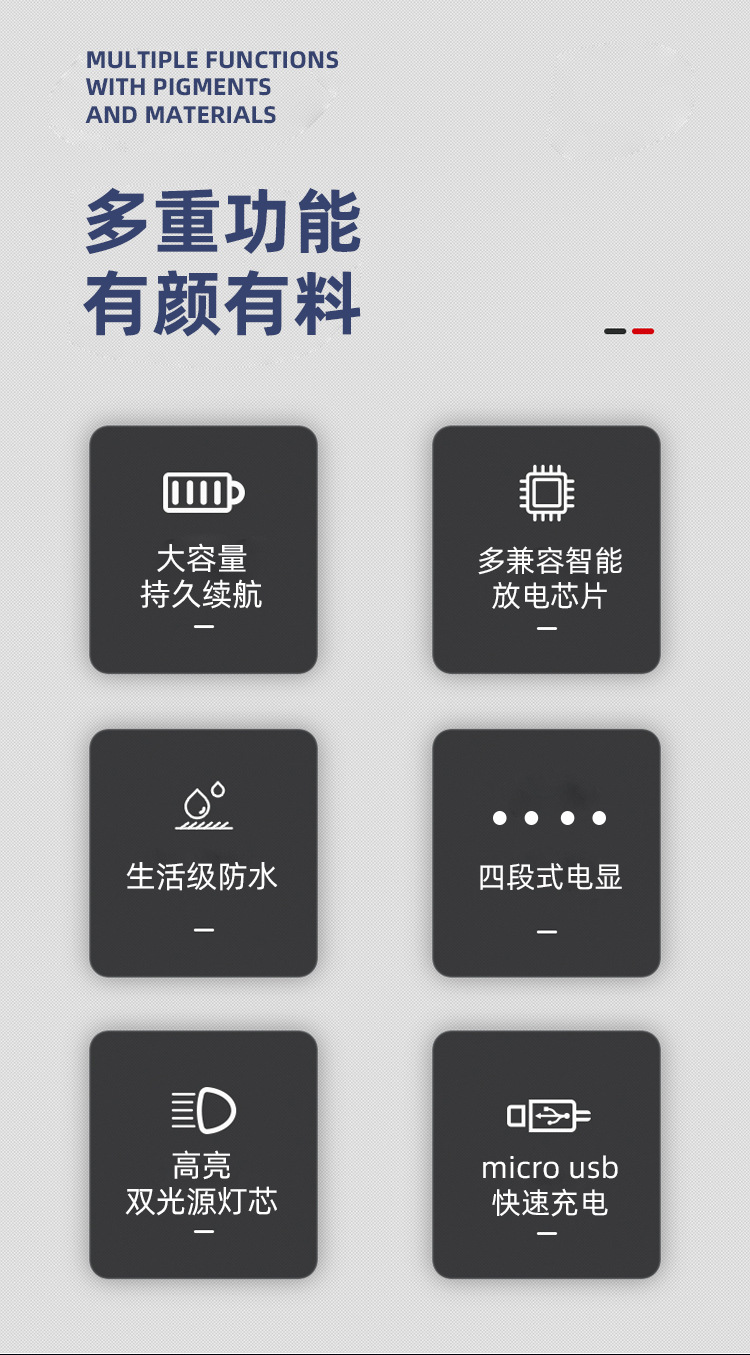 新款强光LED手电筒COB泛光工作灯USB充电户外便携家用应急探险详情5