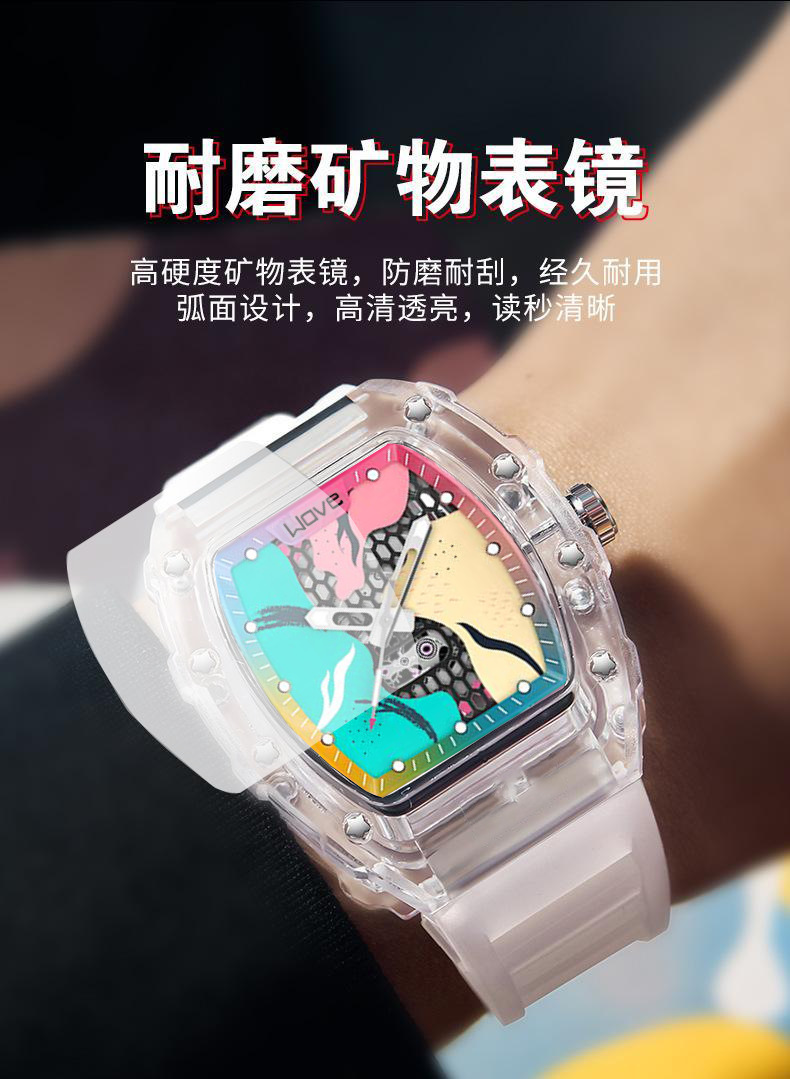 2024新款高颜值休闲运动全自动石英镂空夜光防水理查男士腕表涂鸦详情4