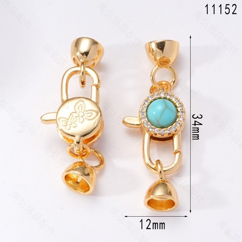 Pearl necklace clasp rose shell blade pin clasp connection end clasp sweater chain diy jewelry accessory pearl necklace clasp head full inlay zircon heavy industry lobster clasp spring clasp handmade end clasp sweater chain pic 15