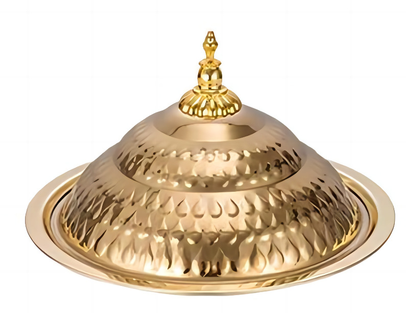 跨境出口中东非洲金色复古酒店用加厚加深印花带盖水滴盖盘批发详情2