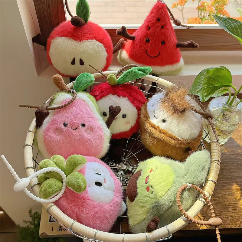 ins风新款可爱趣味创意苹果水果系列包挂件毛绒玩具钥匙扣高颜值详情1