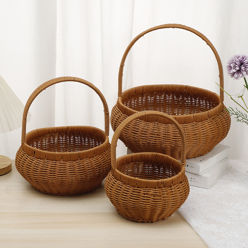 New hand-woven willow flower baskets, handcrafted rattan and straw woven festival wedding gifts, princess small baskets, rattan baskets wholesale pic 1