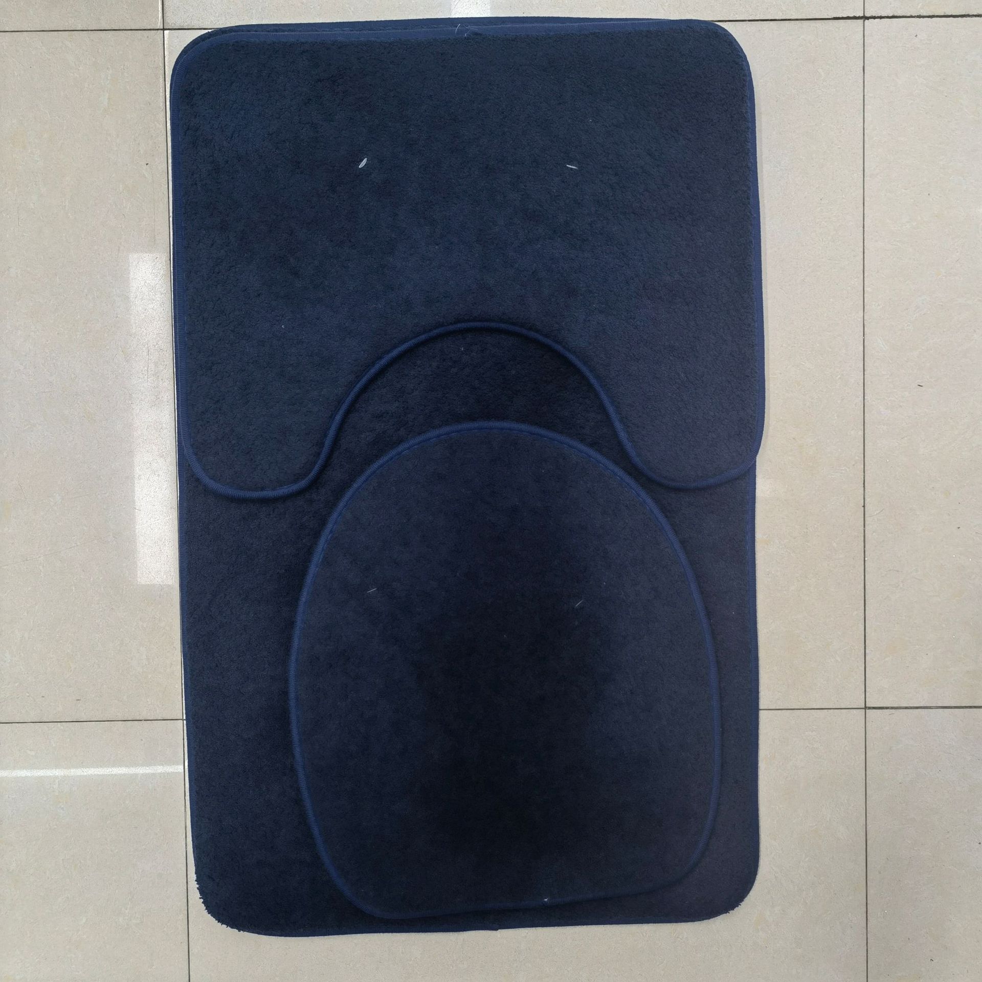 Milano fleece color sólido absorbente antideslizante baño baño asiento de inodoro U forma de dos piezas juego de tres piezas esponja piso mat pic 10