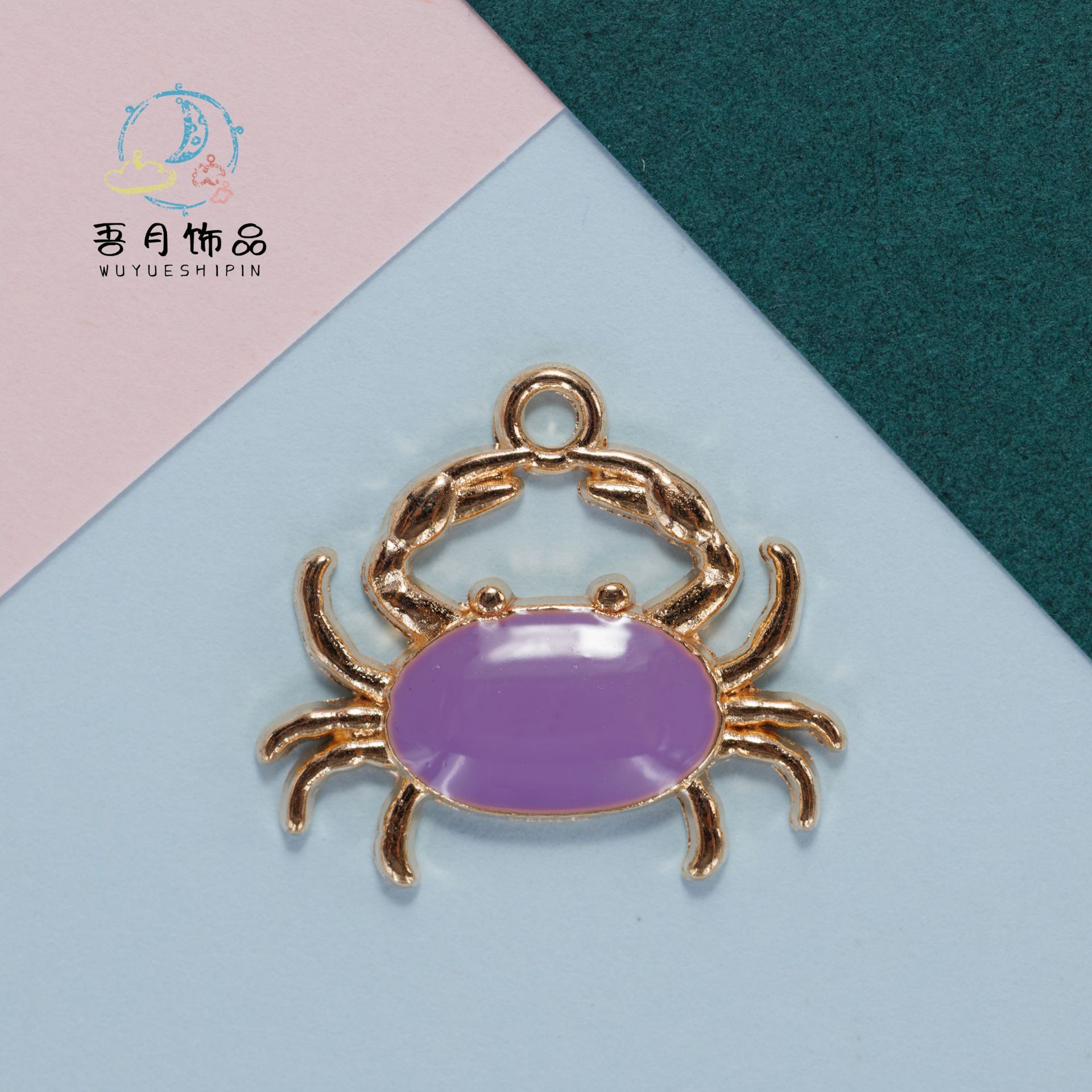螃蟹合金滴油diy饰品配件韩版海洋耳饰彩色挂件耳环吊坠材料义乌详情4