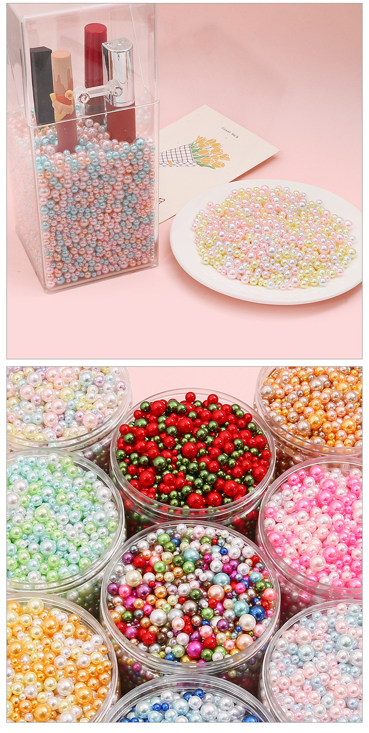 ABS iride-colored non-porous imitation pearl round beads, loose beads, diy handmade accessories, decorative macaron cosmetic box, filled beads pic 6