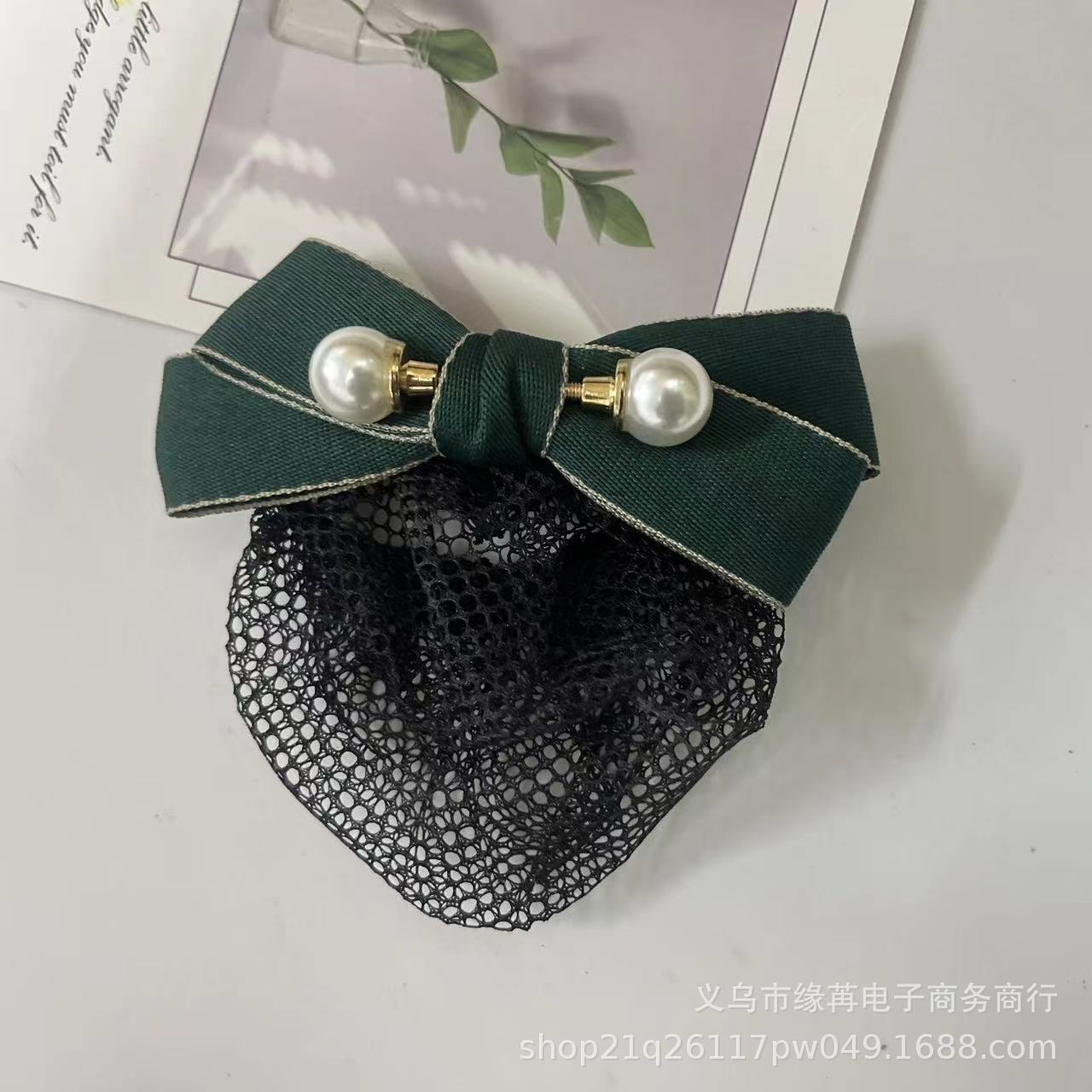 职业网兜工作发网新款护士空姐银行头发头花头饰洋气盘发发夹发饰详情5