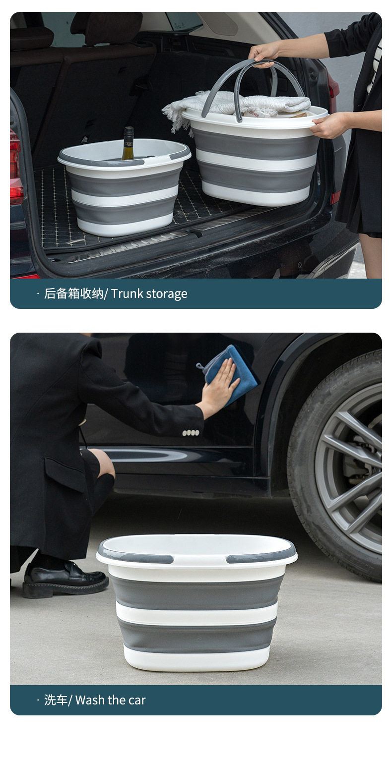 Cubo de plástico plegable cesto de ropa sucia resistente al agua con asa ahorro de espacio cesta de lavandería a bordo cubo portátil al aire libre pic 9